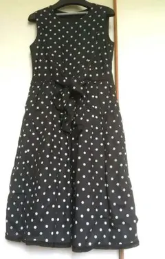 INED イネド 水玉 リネンドット ワンピース フレアワンピース ドレス