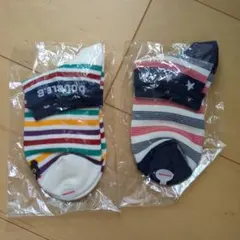DOUBLE.B ストライプ キッズ靴下 2足セット