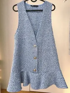 ZARA ザラ テクスチャー フリル ジャンパースカート ワンピース