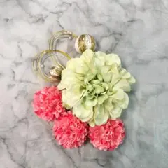 髪飾り　グリーンダリア　７点セット