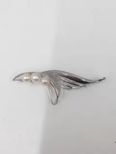 シルバー パール ブローチ 葉デザイン TO.1770