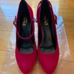 エスペランサパンプス　スエード調　赤