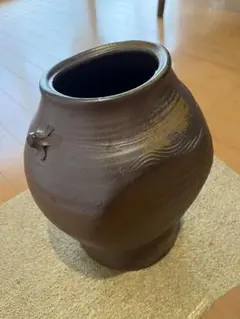 備前焼陶器 壺 耳付き 焼き締め 花器のサムネイル