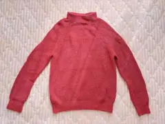 無印良品 ヤク混ウール 畦編み モックネックセーター 赤