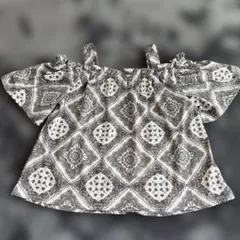 【美品】INGNI イング トップス 半袖 オフショルダー M 白色×黒柄