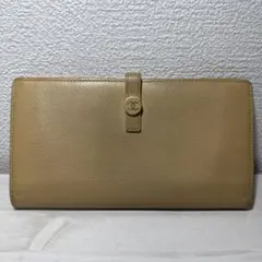 CHANEL ココボタン レザー Wホック 二つ折り長財布 ベージュ