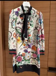 GUCCI 花柄 シルクワンピース 長袖のサムネイル