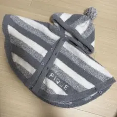 ジェラートピケ★ポンチョ　80〜90cm グレー&ホワイト