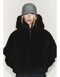 ZARA フード付き サーマルインサレーション ボアアノラック コート S