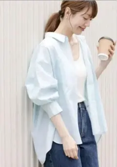 サニーレーベル　アーバンリサーチ　シャツ　ストライプ　グリーン