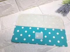カトラリーケース【Lサイズ 裏撥水】ボーダー 水色☆ハンドメイド