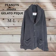 PEANUTS ピーナッツ ジェラートピケ カーディガン M-L チャコール灰