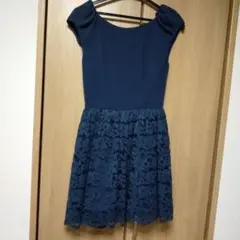 スナイデル　ネイビー オフショルダー レースワンピース