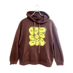 SHEIN プリントパーカー ブラウン S 裏起毛 秋冬 カジュアル おしゃれ