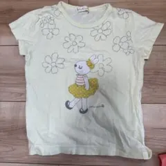 ウサギ刺繍 半袖Tシャツ 薄い黄色のサムネイル