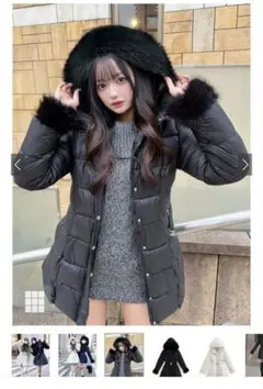 GRL ベルト付きファーダウンコート kd79 ブラック　S