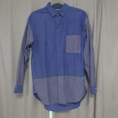 青ストライプ ポケット付き長袖シャツ ユニクロ ＋J