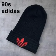 美品　90s vintage adidas ロング　ニット帽 ビーニー　ネイビー