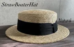 送料込 帽子 カンカン帽 麦わら ストロー ハット 幅広 リボン 男女兼用 nA
