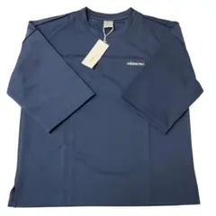 adidas neo アディダスネオ 七分袖Tシャツ M ネイビー 紺 ロゴ