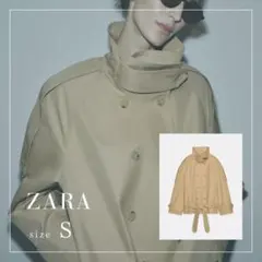 タグ付き新品☆ZARAのショート丈ハイネックトレンチコート☆Lサイズ