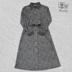 シャツワンピース 総柄 ブラック L 日本製