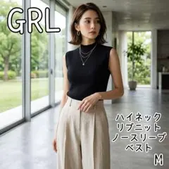 グレイル ブラック ニットベスト 肩幅37cm 着丈50cm