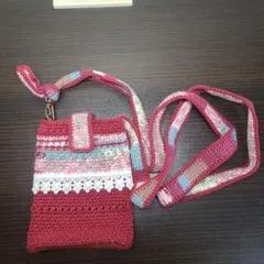 かぎ針編み スマホショルダー レース付き