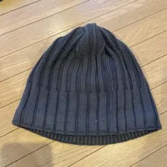 専用　ダークグレー リブ編み ニット帽 裏フリース地温かい
