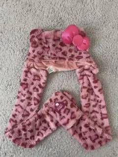 ユニバ　キティちゃん　ヒョウ柄　ファンキャップマフラー　USJ