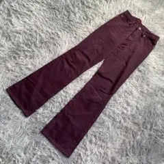 UNIQLO ユニクロ ブーツカット フレアパンツ 脚長効果 ボルドー 63