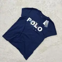 ポロラルフローレン【M】半袖Tシャツ フロント ロゴ 美品 ネイビー