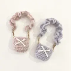 ミニチュアドール用おでかけフリルストラップ◎パステルセット◎持ち運びケース