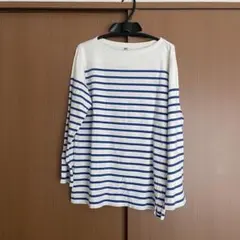 ユニクロ　ボーダーボートネックT Mサイズ　青