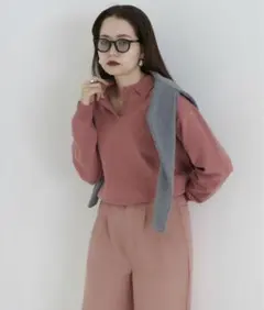 TINAJOJUN プルオーバー衿付きニット　ピンク