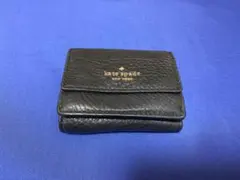 ケイトスペード 三つ折りミニ財布レザー黒