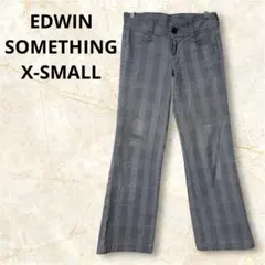サムシング　エドウィン【S】レディースパンツ　グレー チェック柄 ストレッチ