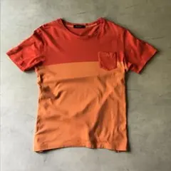 Burberry バーバリー　Tシャツ　オレンジ　レッド　胸ロゴ　刺繍