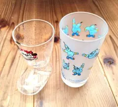 ミッキー＆ミニーマウスのブーツ型グラス　アラジン　ジーニーのコップ　2個セット