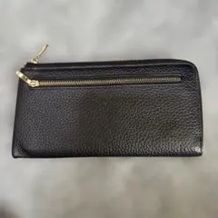 長財布　ブラック無地　L字ファスナー