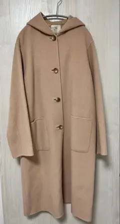 Spick and Spanピンク フード付きロングコート　ウール100%