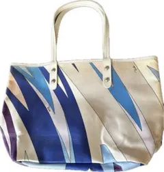 EMILIO PUCCI　トートバッグ　ブルー系　レザートリミング　プッチ柄のサムネイル