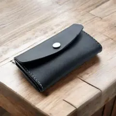 【姫路レザー】本革 名刺入れ 手縫い 大容量30枚 メンズ ビジネス 黒