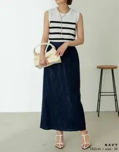 Re：EDIT リエディ　クロシェレースナロースカート サイズM ネイビー