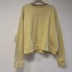 ユニクロ ショート丈スウェット トレーナー クルーネック イエロー Mサイズ