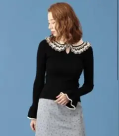 DEICYフリルネックリブニット 値下げ