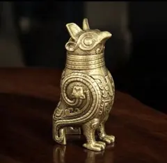 フクロウ 置物 真鍮製 梟 開運 風水 商売繁盛 金運 オブジェ E435