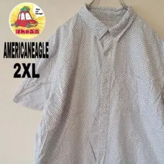 USA古着 AMERICANEAGLE ホワイト　ブルー　2XLのサムネイル