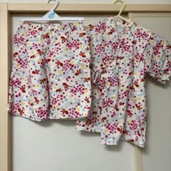 甚平セット 120cm 白地に赤い花柄