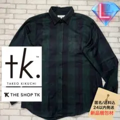 TAKEO KIKUCHI ボタンダウングリーンチェックネルシャツ